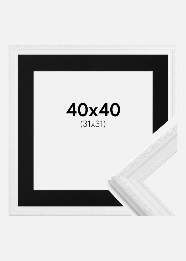 Ram med passepartou Fotolijst Abisko Wit 40x40 cm - Passe-partout Zwart 32x32 cm