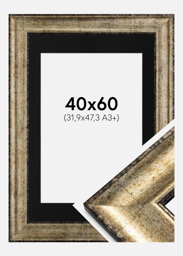 Ram med passepartou Fotolijst Saltsjöbaden Antiek Goud 40x60 cm - Passe-partout Zwart 32,9x48,3