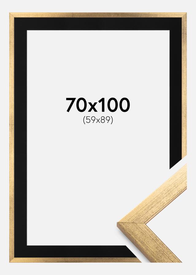 Ram med passepartou Fotolijst Stilren Goud 70x100 cm - Passe-partout Zwart 60x90 cm