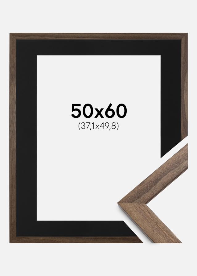 Ram med passepartou Fotolijst Stilren Walnoot 50x60 cm - Passe-partout Zwart 15x20 inches