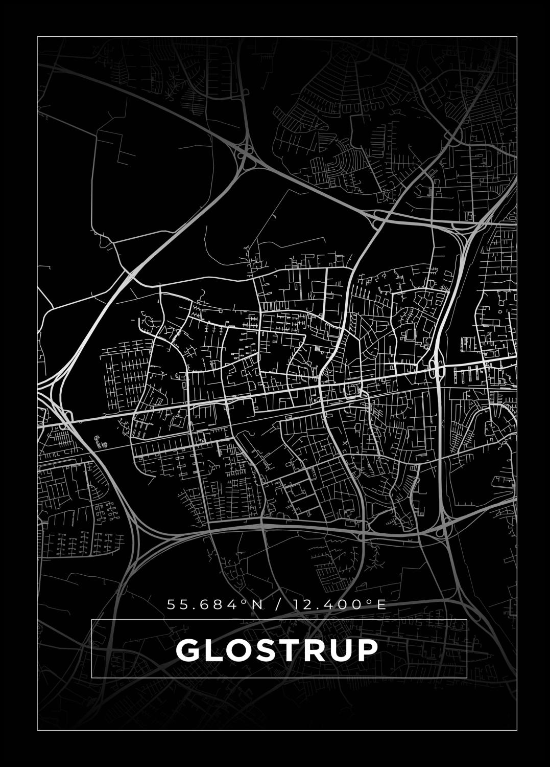 Product Image for Map - Glostrup - Black Poster (21x29,7 cm (A4))