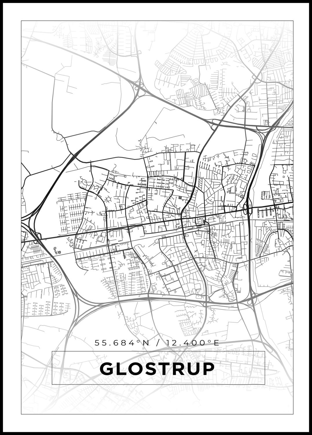 Product Image for Map - Glostrup - White Poster (21x29,7 cm (A4))