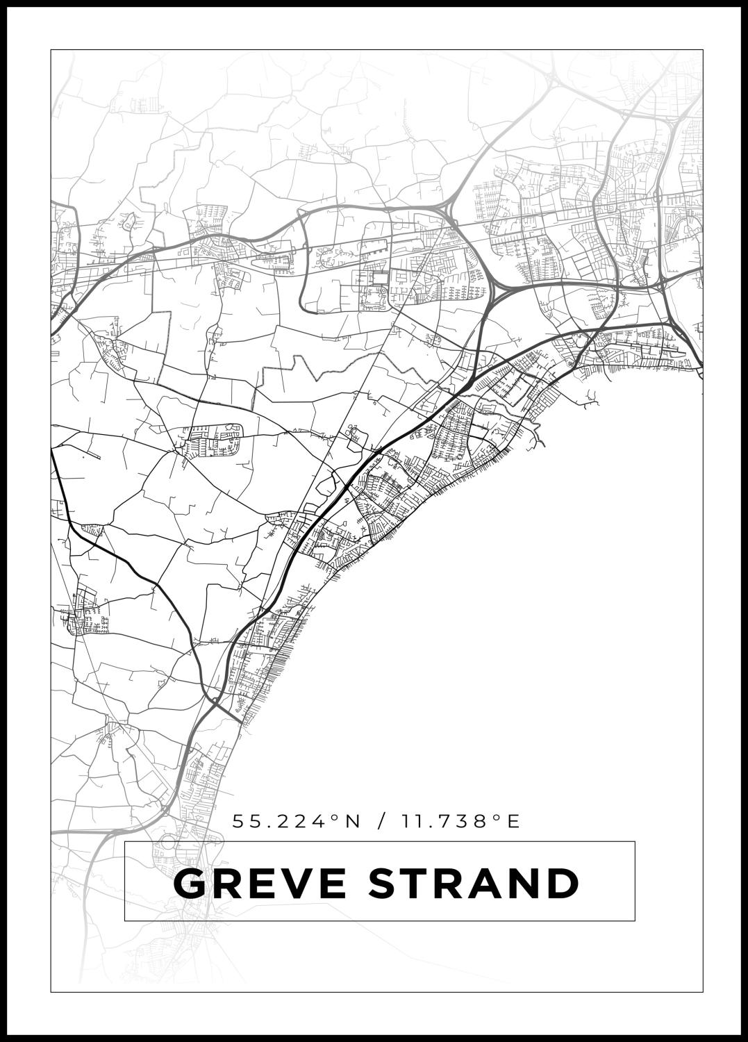 Product Image for Map - Greve Strand - White Poster (21x29,7 cm (A4))