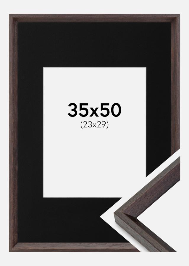 Ram med passepartou Fotolijst Globe Espresso 35x50 cm - Passe-partout Zwart 24x30 cm