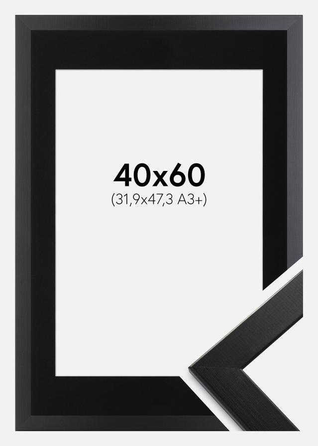 Ram med passepartou Fotolijst Trendline Zwart 40x60 cm - Passe-partout Zwart 32,9x48,3 cm (A3+)