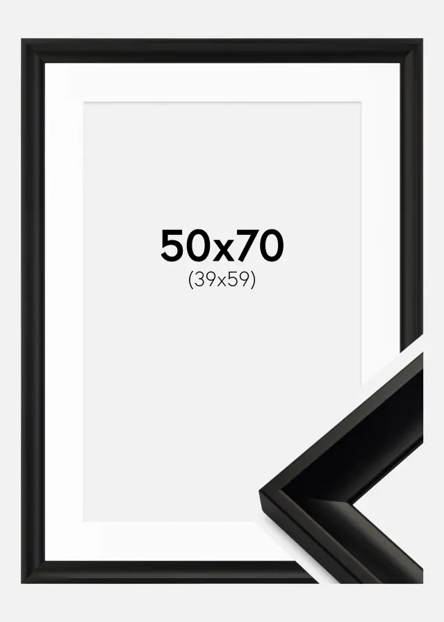 Ram med passepartou Fotolijst Öjaren Zwart 50x70 cm - Passe-partout Wit 40x60 cm