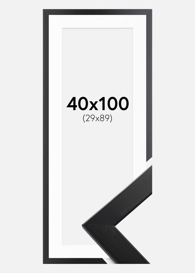 Ram med passepartou Fotolijst Trendline Zwart 40x100 cm - Passe-partout Wit 30x90 cm