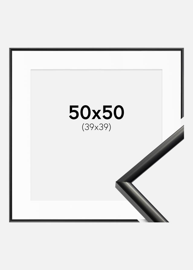Ram med passepartou Fotolijst New Lifestyle Zwart 50x50 cm - Passe-partout Wit 40x40 cm