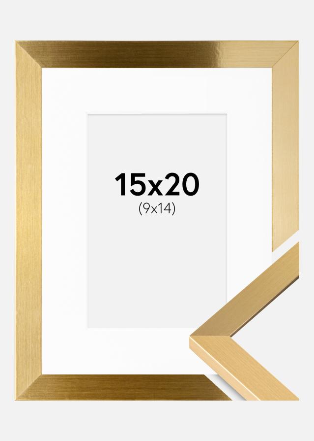 Ram med passepartou Fotolijst Selection Goud 15x20 cm - Passe-partout Wit 10x15 cm