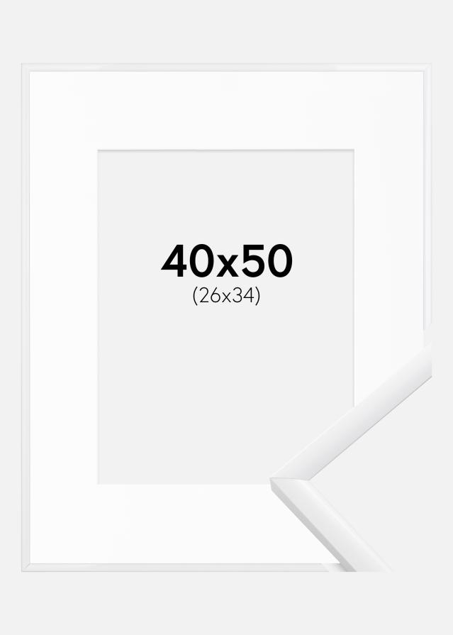 Ram med passepartou Fotolijst New Lifestyle Wit 40x50 cm - Passe-partout Wit 27x35 cm