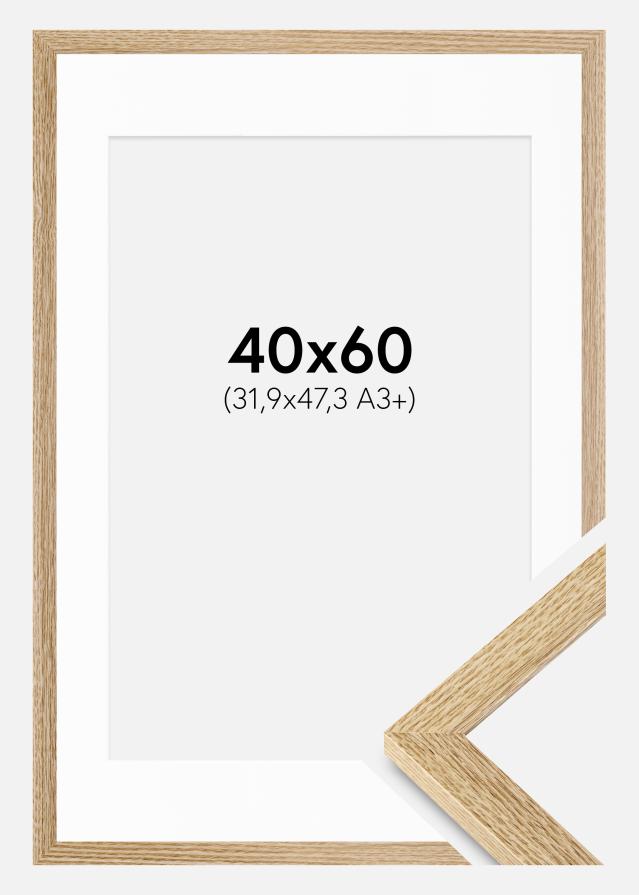 Ram med passepartou Fotolijst Selection Eiken 40x60 cm - Passe-partout Wit 32,9x48,3 cm (A3+)