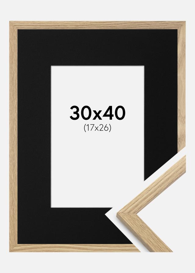 Ram med passepartou Fotolijst Trendy Eiken 30x40 cm - Passe-partout Zwart 18x27 cm
