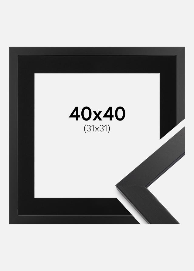 Ram med passepartou Fotolijst Black Wood 40x40 cm - Passe-partout Zwart 32x32 cm