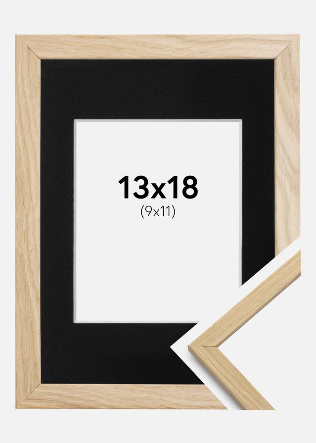 Ram med passepartou Fotolijst Edsbyn Eiken 13x18 cm - Passe-partout Zwart 10x12 cm