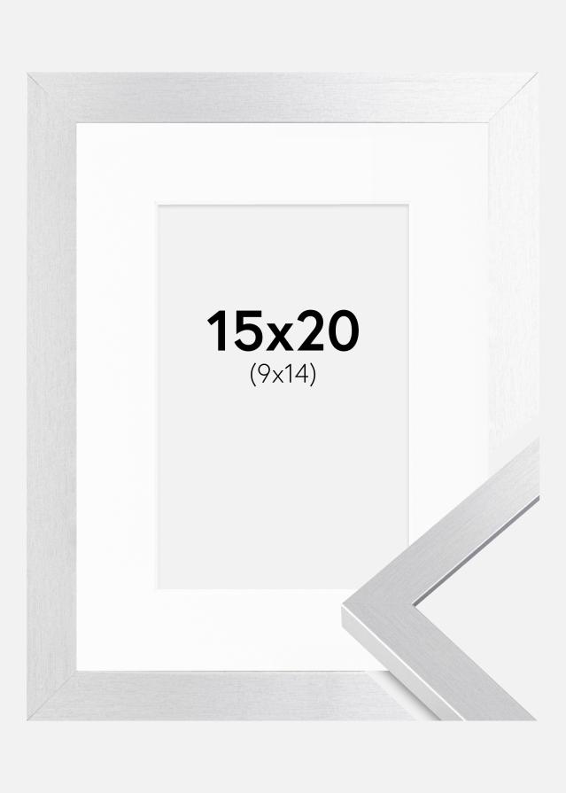 Ram med passepartou Fotolijst Selection Zilver 15x20 cm - Passe-partout Wit 10x15 cm