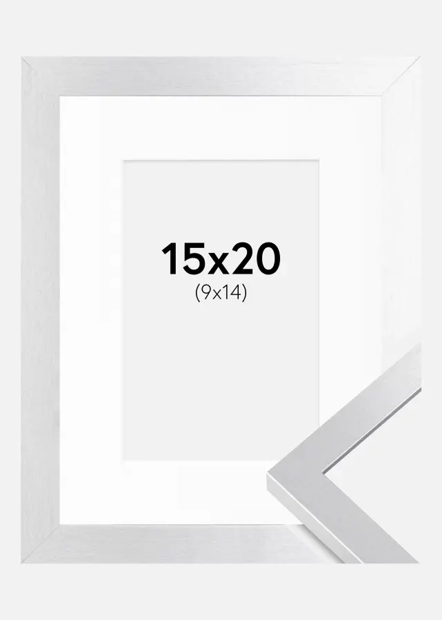 Ram med passepartou Fotolijst Selection Zilver 15x20 cm - Passe-partout Wit 10x15 cm
