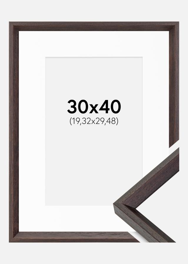 Ram med passepartou Fotolijst Globe Espresso 30x40 cm - Passe-partout Wit 8x12 inches