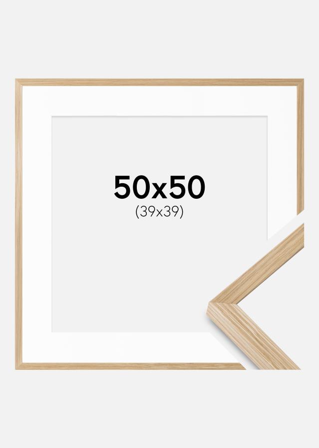 Ram med passepartou Fotolijst Soul Oak Veneer 50x50 cm - Passe-partout Wit 40x40 cm