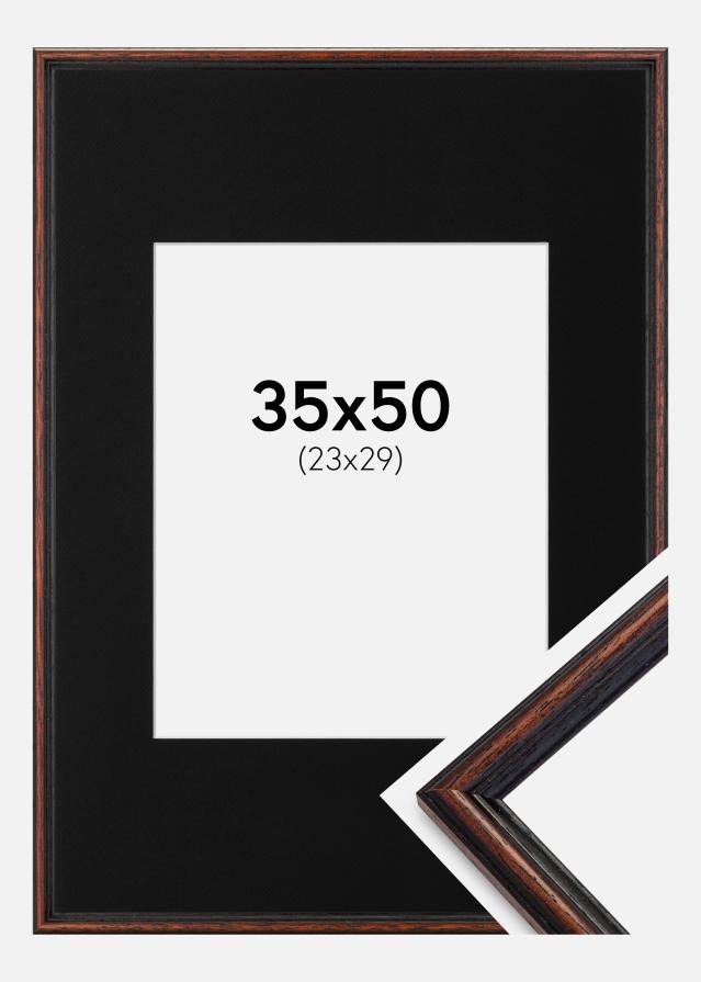 Ram med passepartou Fotolijst Horndal Walnoot 35x50 cm - Passe-partout Zwart 24x30 cm
