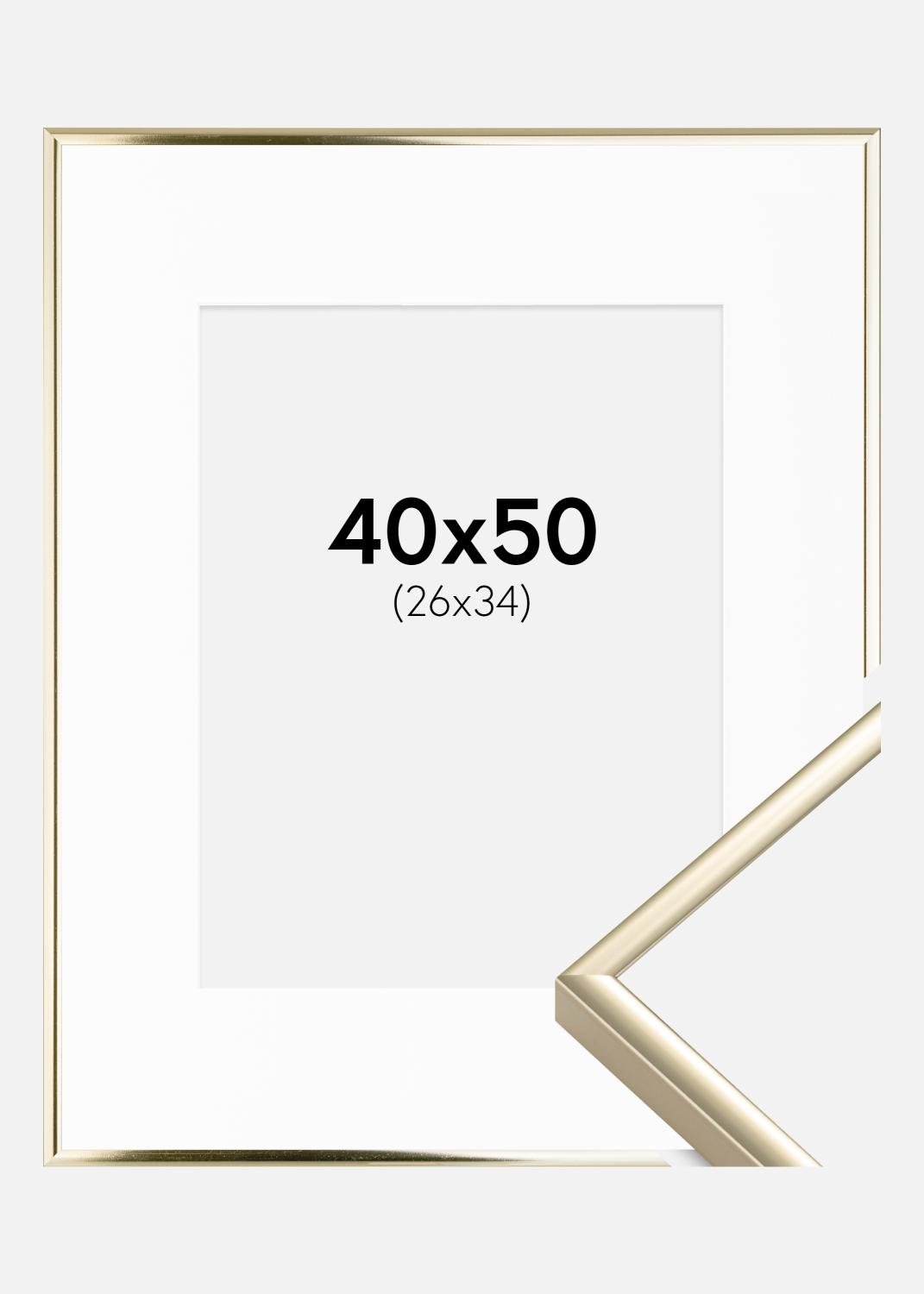 Product Image for Fotolijst Aluminium Glanzend Goud 40x50 cm - Passe-partout Wit 27x35 cm