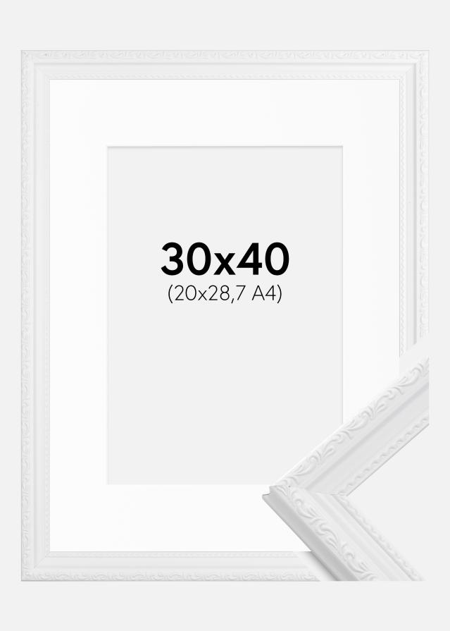 Ram med passepartou Fotolijst Abisko Wit 30x40 cm - Passe-partout Wit 21x29,7 cm (A4)
