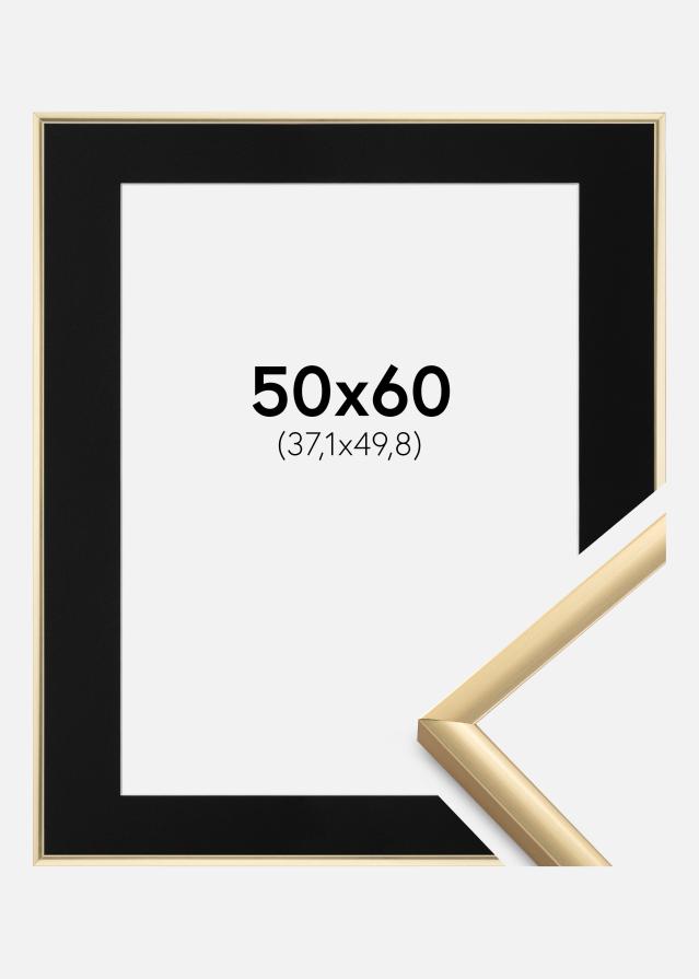 Ram med passepartou Fotolijst New Lifestyle Goud 50x60 cm - Passe-partout Zwart 15x20 inches