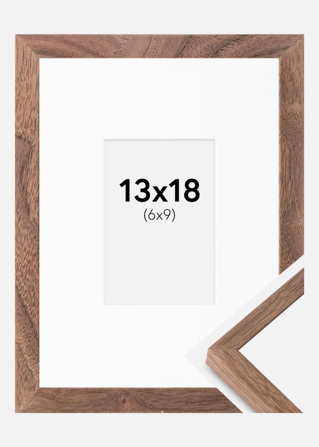 Ram med passepartou Fotolijst Soul Walnut Veneer 13x18 cm - Passe-partout Wit 7x10 cm