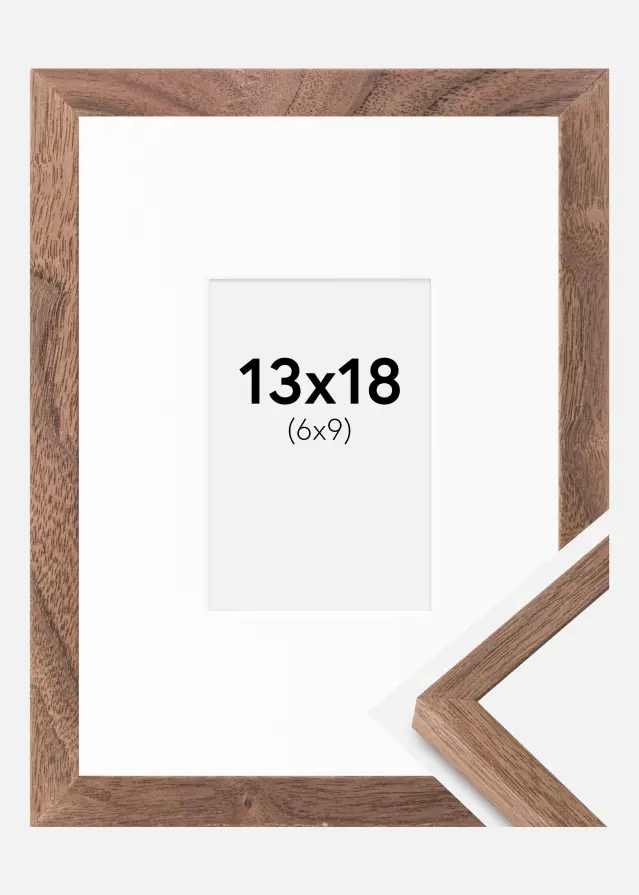 Ram med passepartou Fotolijst Soul Walnut Veneer 13x18 cm - Passe-partout Wit 7x10 cm