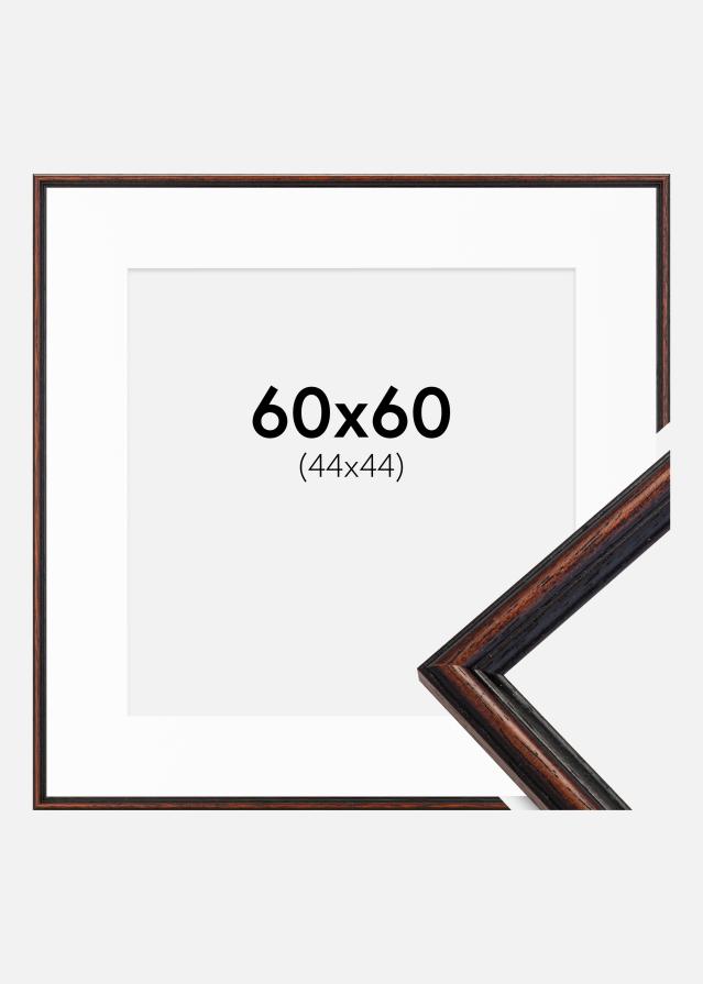 Ram med passepartou Fotolijst Horndal Walnoot 60x60 cm - Passe-partout Wit 45x45 cm