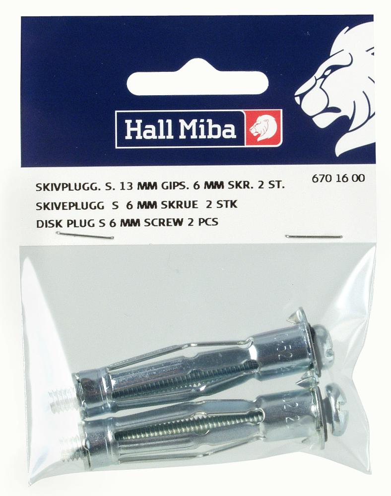  Schroeven en pluggen voor gipsmuur 6 mm - 2 pack