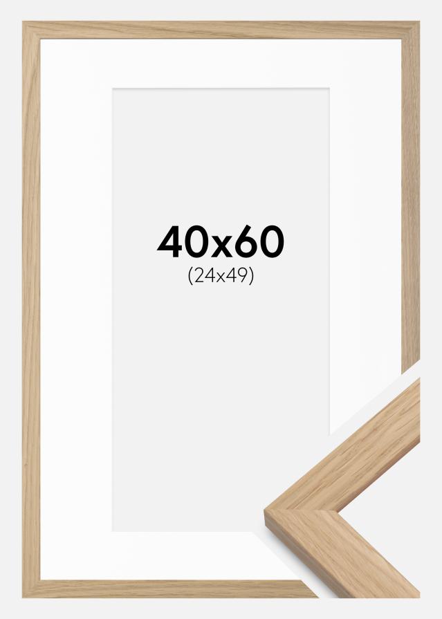Ram med passepartou Fotolijst Oak Wood 40x60 cm - Passe-partout Wit 25x50 cm