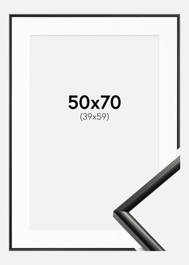 Ram med passepartou Fotolijst New Lifestyle Zwart 50x70 cm - Passe-partout Wit 40x60 cm