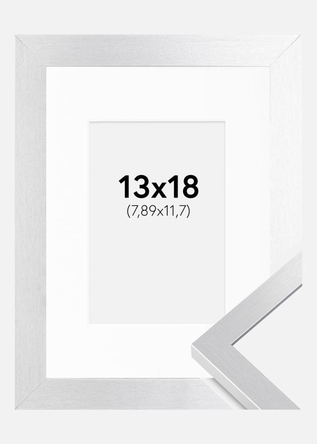 Ram med passepartou Fotolijst Selection Zilver 13x18 cm - Passe-partout Wit 3,5x5 inches