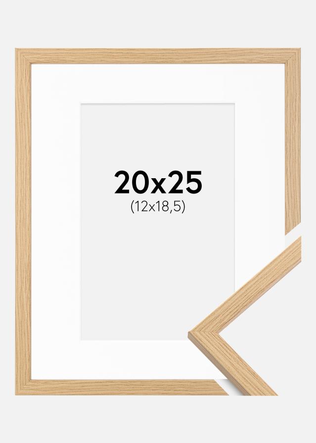 Ram med passepartou Fotolijst Galant Eiken 20x25 cm - Passe-partout Wit 13x19,5 cm