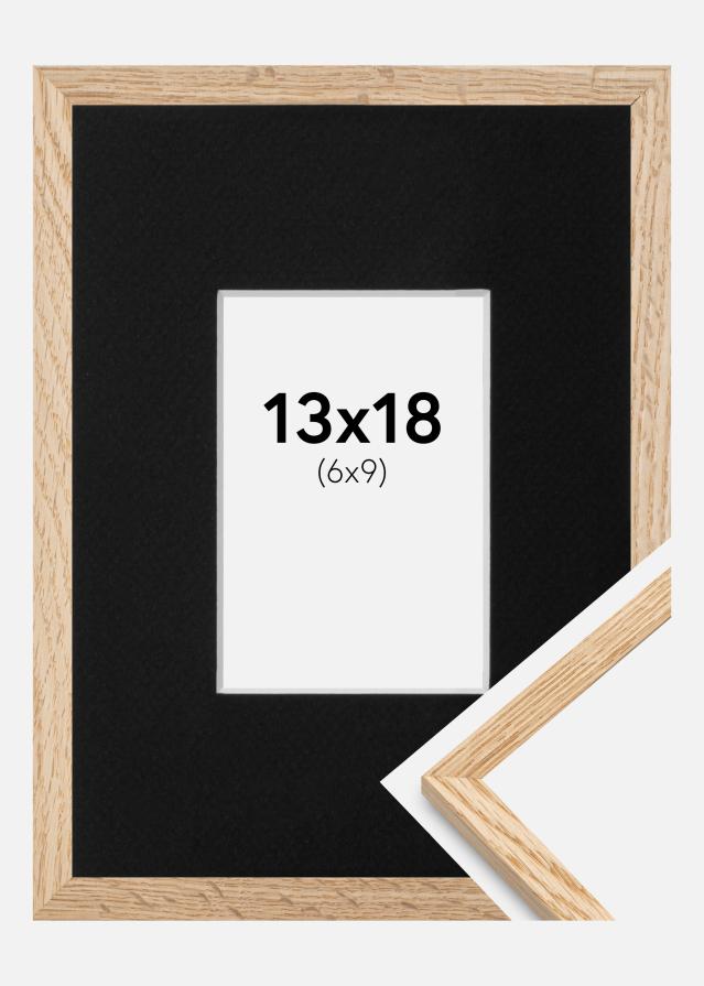 Ram med passepartou Fotolijst Smal Eikenhout 13x18 cm - Passe-partout Zwart 7x10 cm