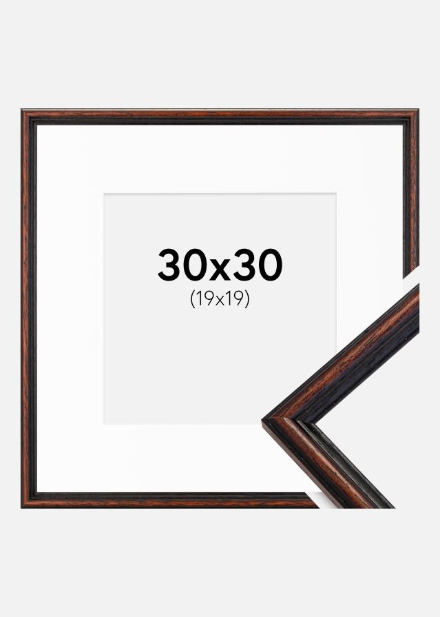 Ram med passepartou Fotolijst Horndal Walnoot 30x30 cm - Passe-partout Wit 20x20 cm