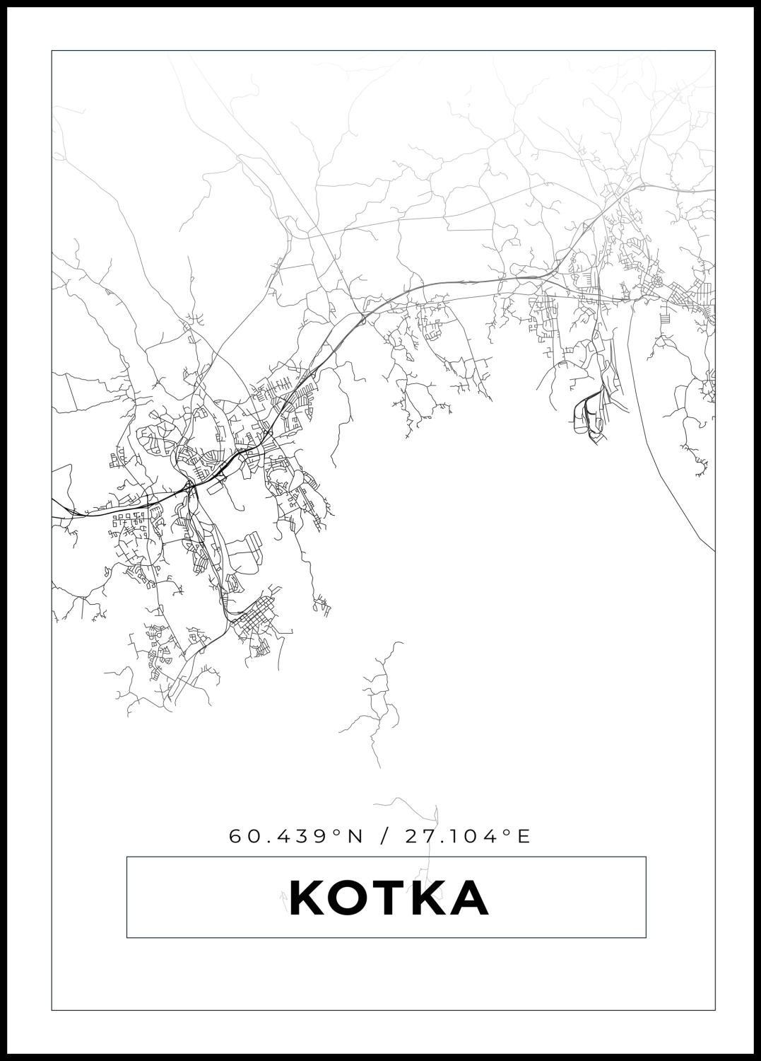 Product Image for Map - Kotka - White Poster (40x50 cm)