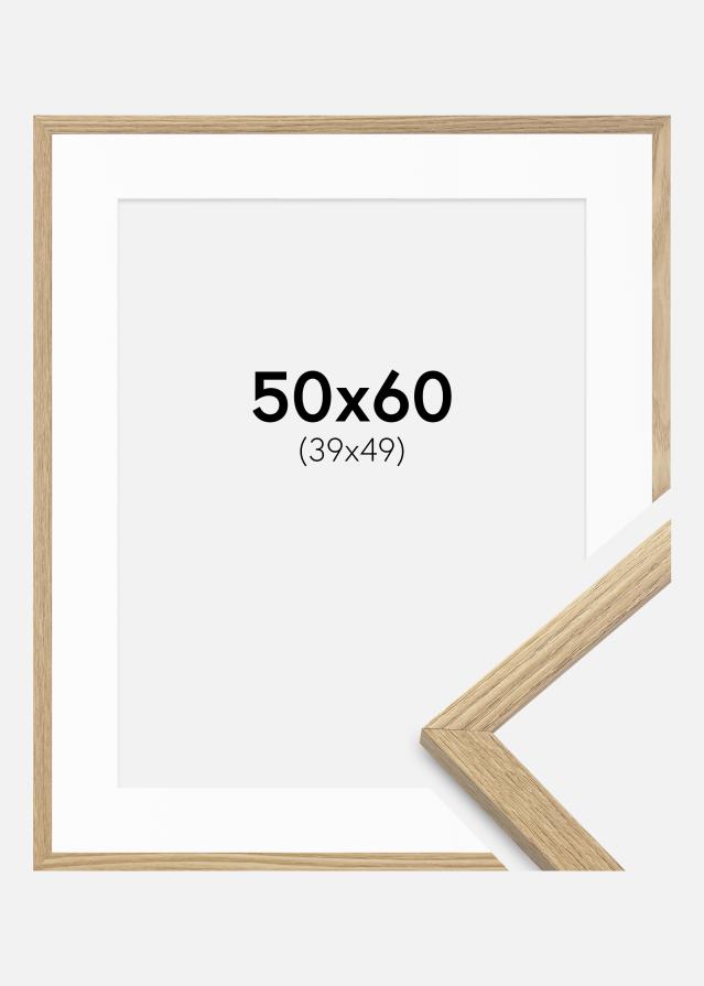Ram med passepartou Fotolijst Trendy Eiken 50x60 cm - Passe-partout Wit 40x50 cm