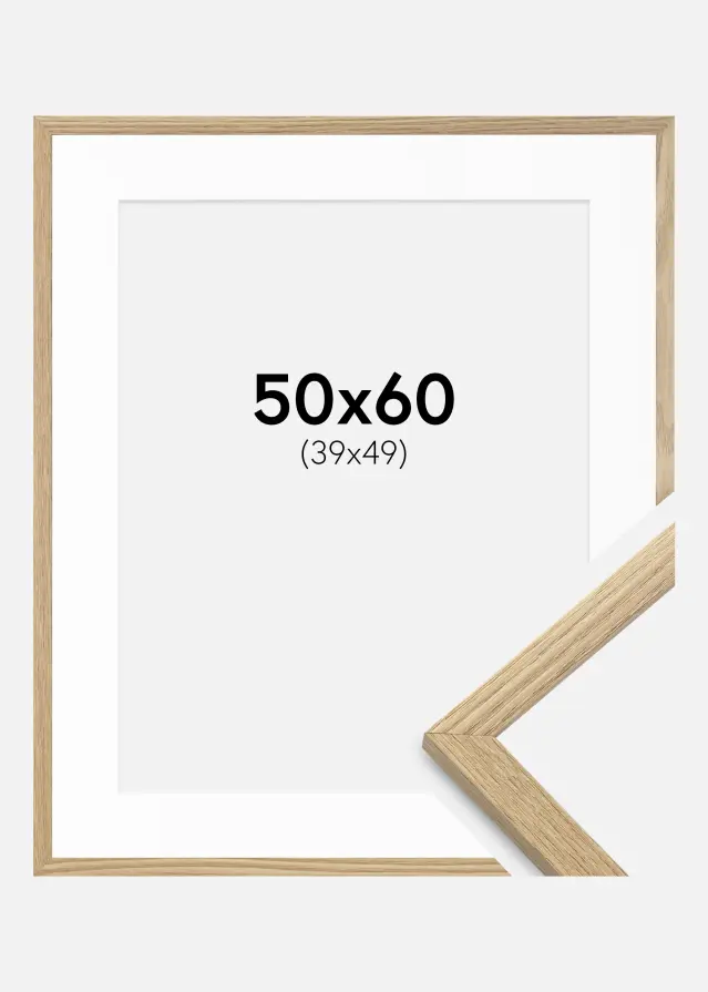Ram med passepartou Fotolijst Trendy Eiken 50x60 cm - Passe-partout Wit 40x50 cm
