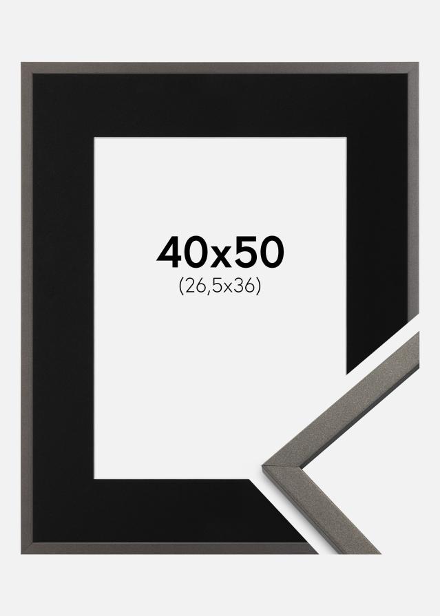 Ram med passepartou Fotolijst Edsbyn Grafiet 40x50 cm - Passe-partout Zwart 27,5x37 cm