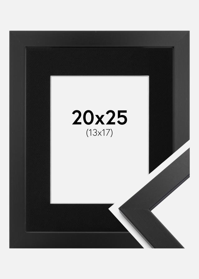 Ram med passepartou Fotolijst Black Wood 20x25 cm - Passe-partout Zwart 14x18 cm