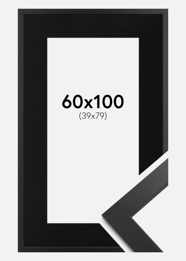 Ram med passepartou Fotolijst Black Wood 60x100 cm - Passe-partout Zwart 40x80 cm