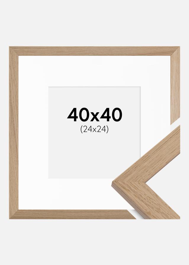 Ram med passepartou Fotolijst Trendline Eiken 40x40 cm - Passe-partout Wit 25x25 cm