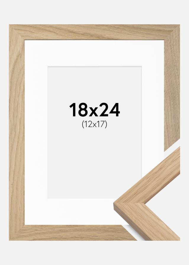 Ram med passepartou Fotolijst Oak Wood 18x24 cm - Passe-partout Wit 13x18 cm