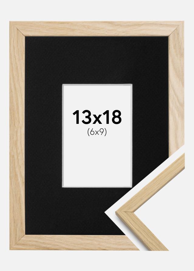 Ram med passepartou Fotolijst Edsbyn Eiken 13x18 cm - Passe-partout Zwart 7x10 cm