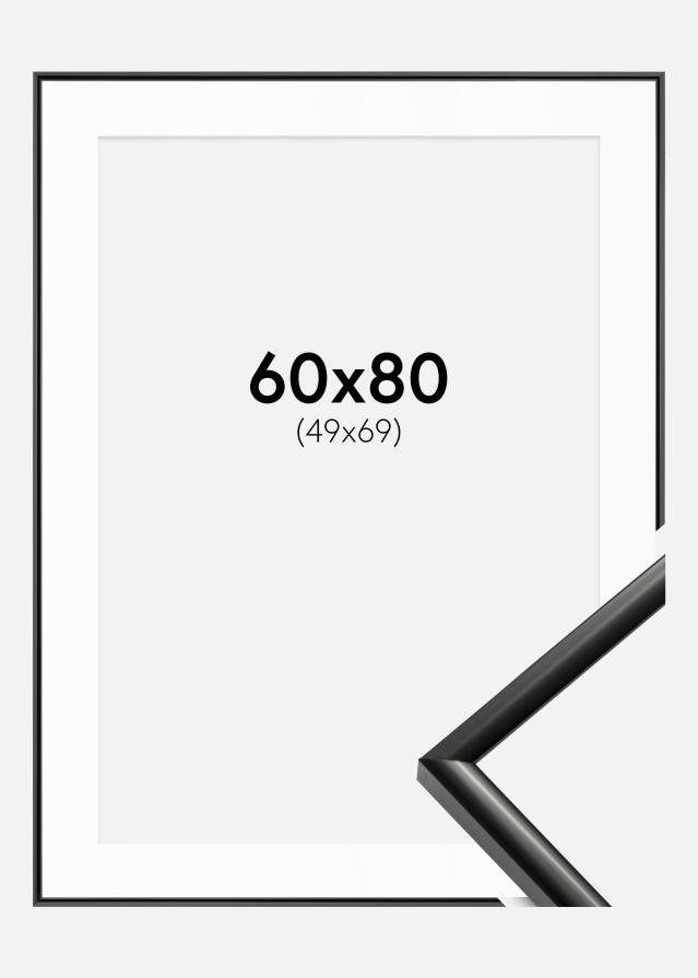 Ram med passepartou Fotolijst New Lifestyle Zwart 60x80 cm - Passe-partout Wit 50x70 cm