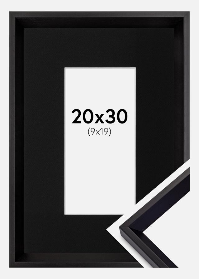 Ram med passepartou Fotolijst Globe Zwart 20x30 cm - Passe-partout Zwart 10x20 cm
