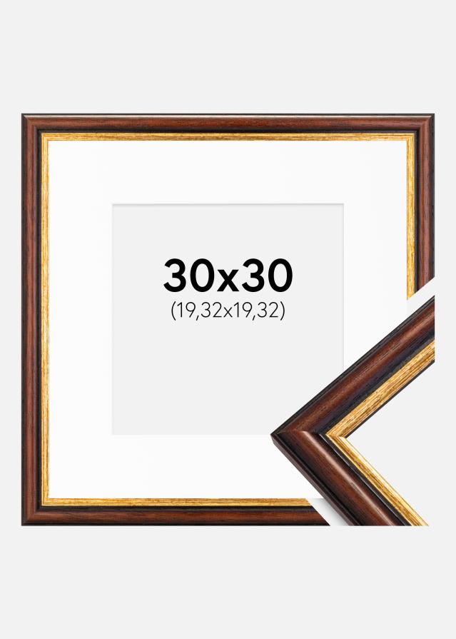 Ram med passepartou Fotolijst Siljan Bruin 30x30 cm - Passe-partout Wit 8x8 inches