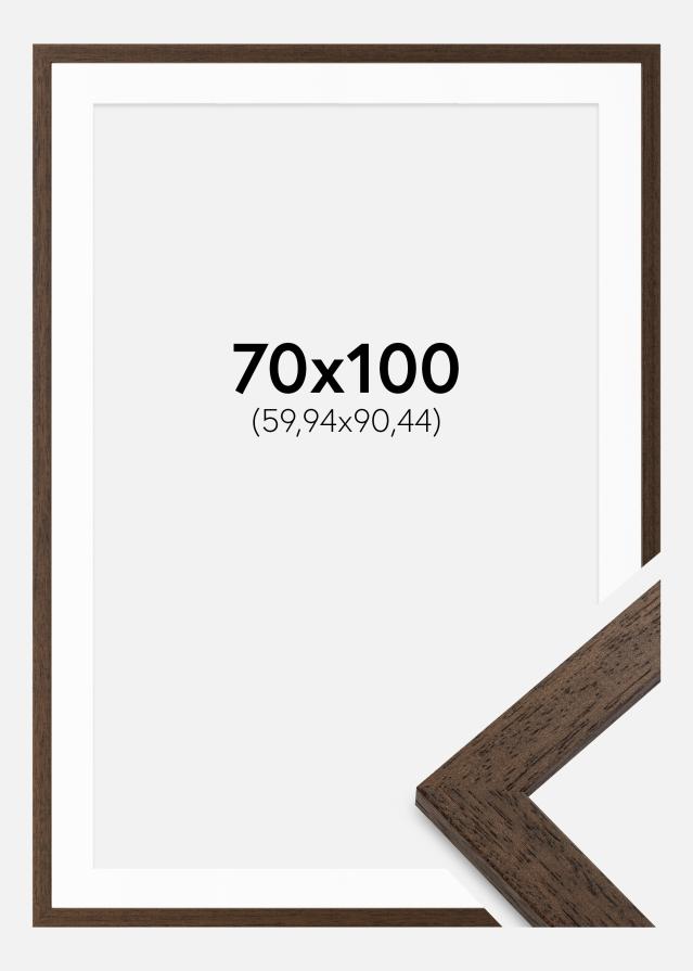 Ram med passepartou Fotolijst Brown Wood 70x100 cm - Passe-partout Wit 24x36 inches