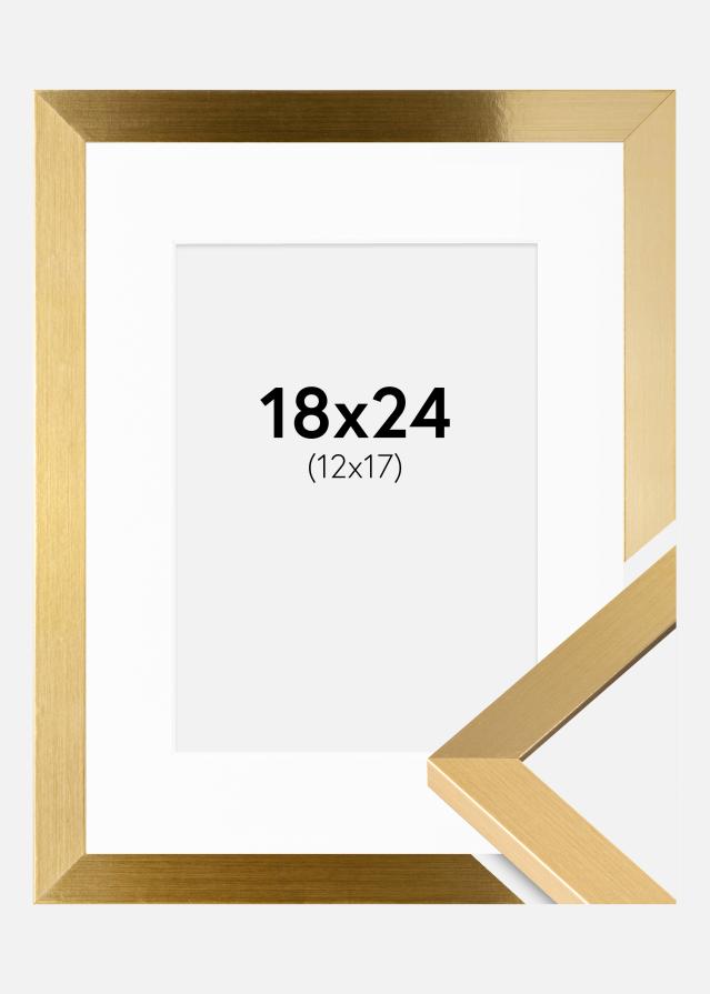 Ram med passepartou Fotolijst Selection Goud 18x24 cm - Passe-partout Wit 13x18 cm